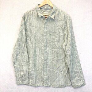 Fat Face 100% Linen Button Up Shirt Mens Size XXL Regular Fit Green Long Sleeve